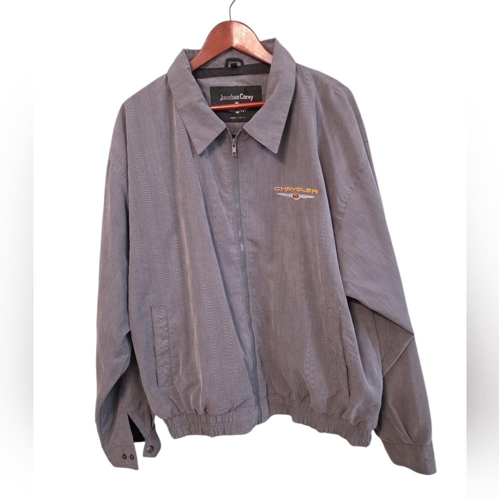 Vintage Jonathan Corey Chrysler light gray full-zip jacket Mopar Mens Size‎ XL